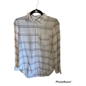 H&M White&Black Plaid Button-Down Shirt. Sz.4